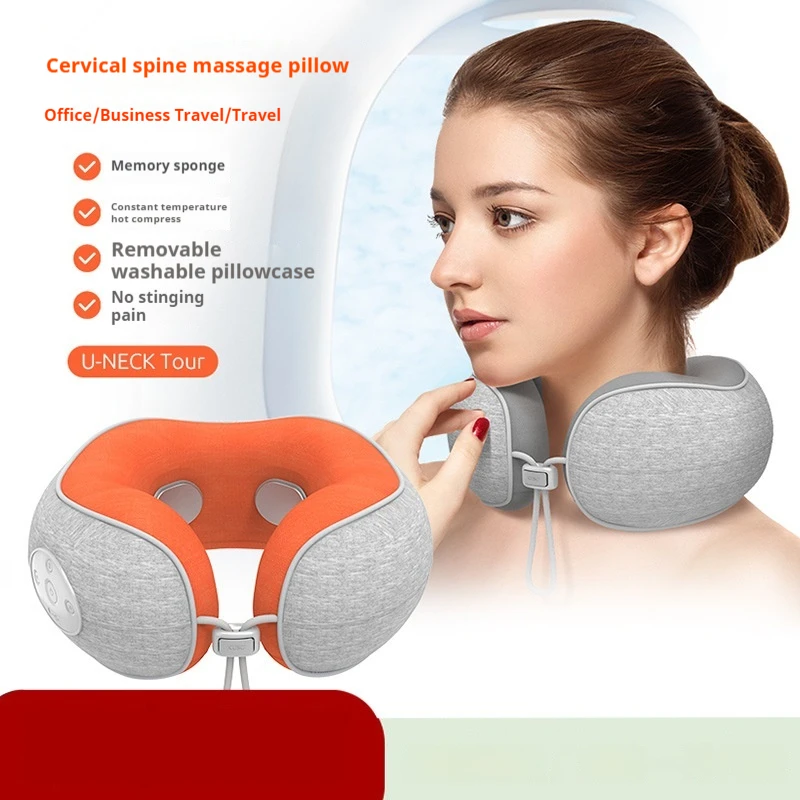 U-shaped Vibration Massage Pillow Electric Travel Pillow Protect Neck Massage