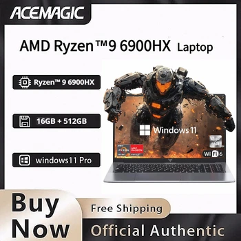ACEMAGIC AMD Ryzen 9 6900HX Gaming Laptop 16 Inch IPS Display 16GB LPDDR5 512GB NVMe SSD Radeon 680M Graphics Windows 11 Pro WiF