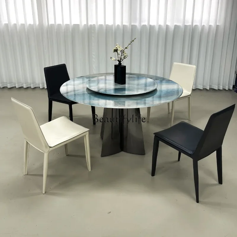 yj58 Italian minimalist microcrystalline stone natural marble dining table starry sky dining table household