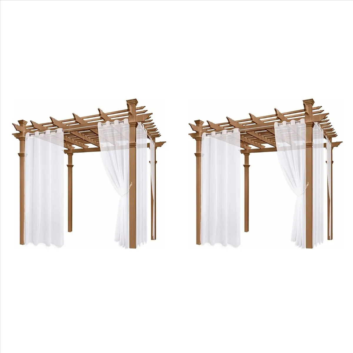 ม่านโปร่งแสงกันน้ำสำหรับภายนอกอาคาร 8 แผง - ม่านโปร่งแสงแบบกึ่งโปร่งแสง สำหรับห้องนั่งเล่น ศาลา ระเบียง ชานบ้าน สระว่ายน้ำ ขนาด 52x84 นิ้ว