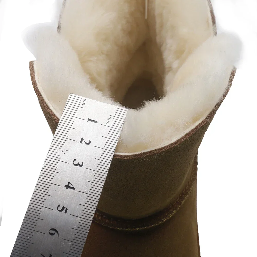 Natural Fur Warm Winter Boots for Women Genuine Leather Woman Ankle Boots Thick Wool Boots Ladies Slip-on Water Resistant‌ Shoes