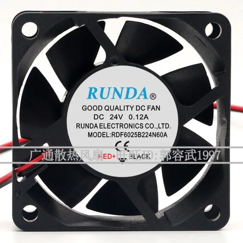 New Cooler Fan for RUNDA RDF6025B224N60A 6025 24V 0.12A 6CM Inverter Cooling Fan 60 * 60 * 25mm