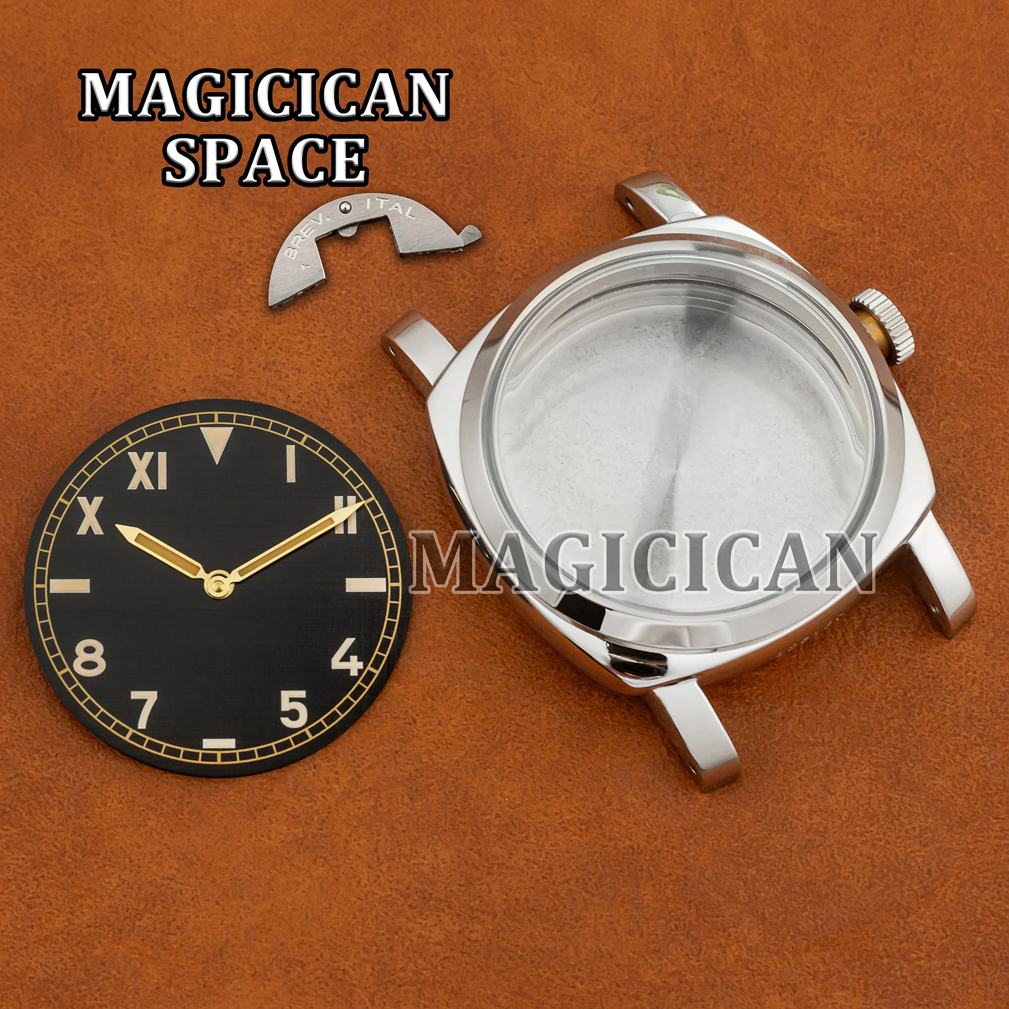 47mm Vintage Retro Case Dial Hands for PAM 6152 10ATM Waterproof Watch Case ETA 6497/6498/ST3600 Movement Watch Mod Parts