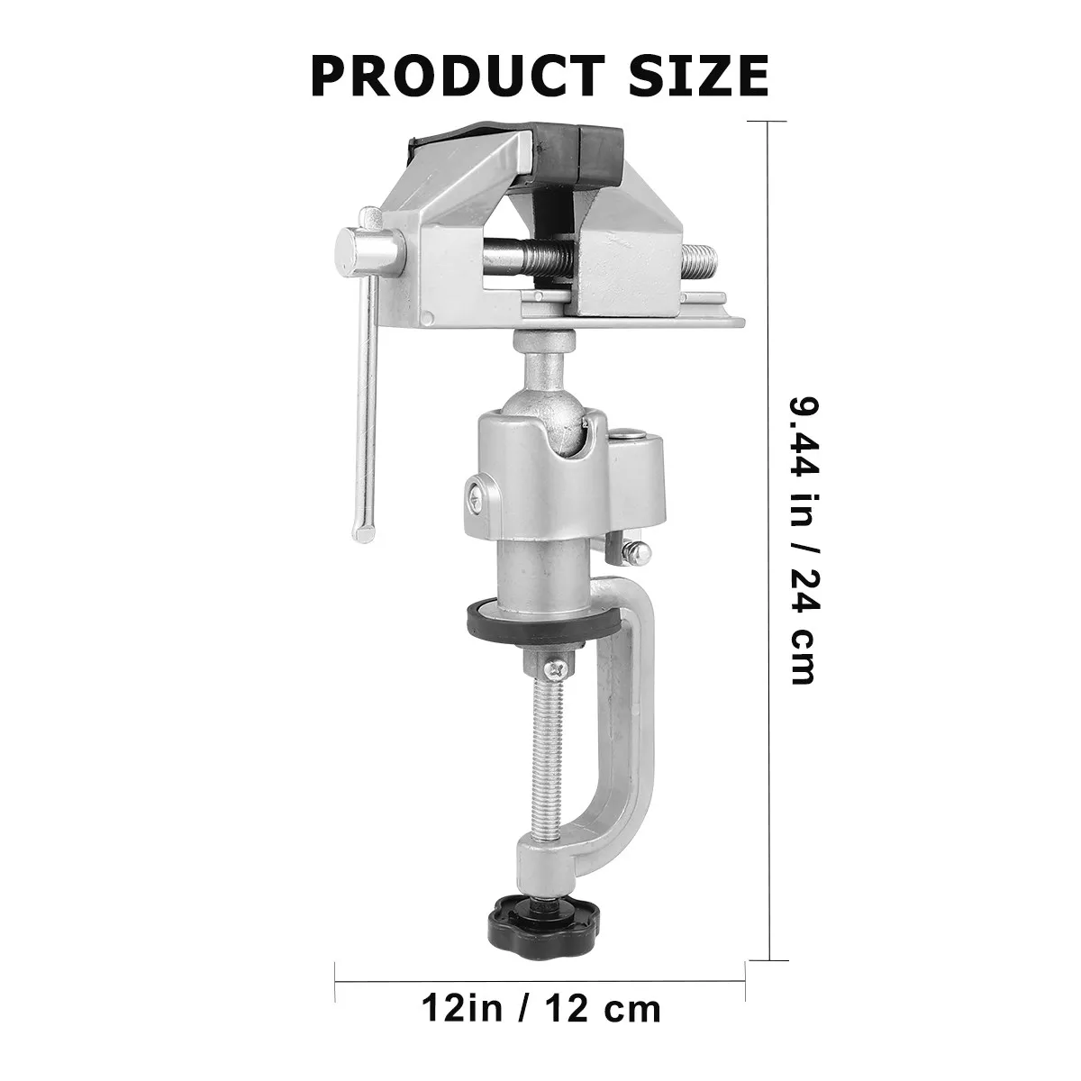 Rotate Swivel Bench Vise Clamp-on Aluminum Table Vise Hardened Jaw Smooth Guide Rail for Electronics Hobby Repair