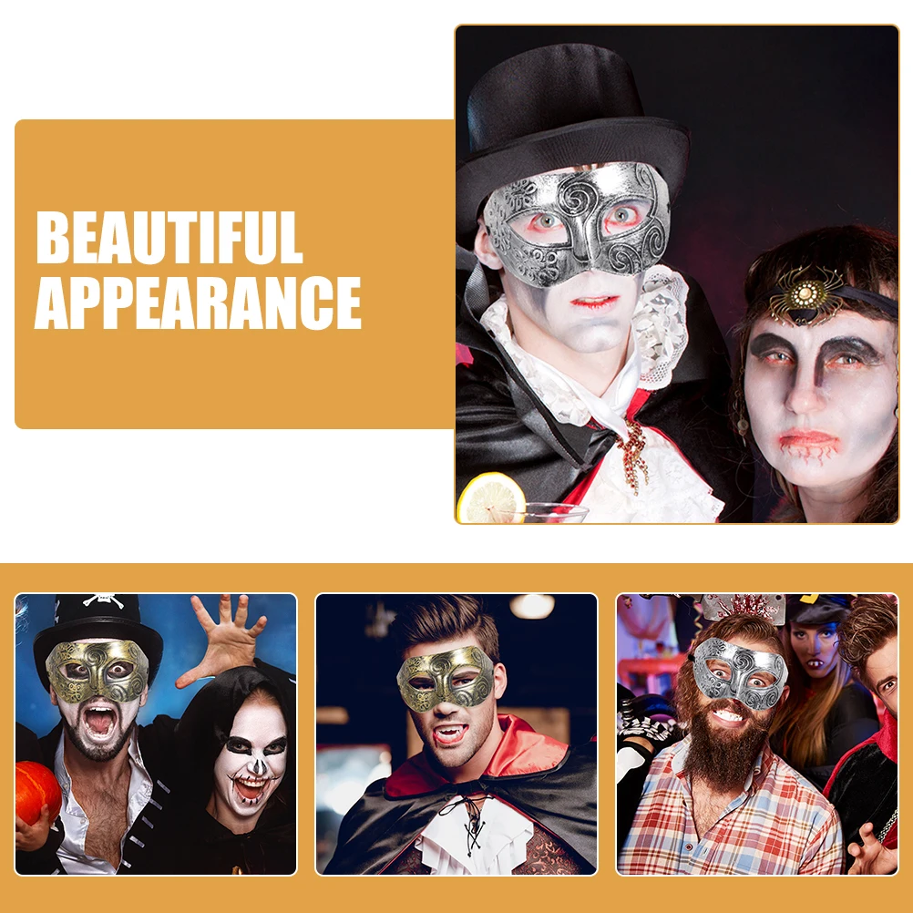 

4 Pcs Half Face Mask Masquerade Vintage Decorative Plastic Party Supplies Adult Halloween Costume Stage Performance Prop
