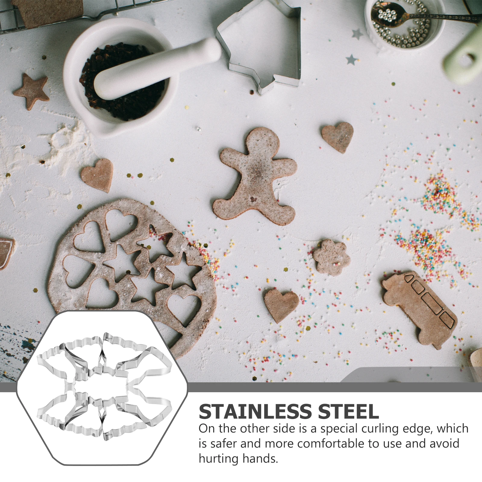 

8 Pcs Cookie Mold Set Wedding Dress Biscuit Optional Cutter DIY Stainless Steel