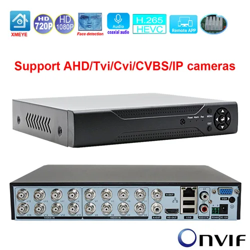 Grabador de vídeo Digital 16 canales 1080N híbrido DVR NVR Xmeye App para CCTV analógico AHD 1080P cámaras IP vigilancia seguridad