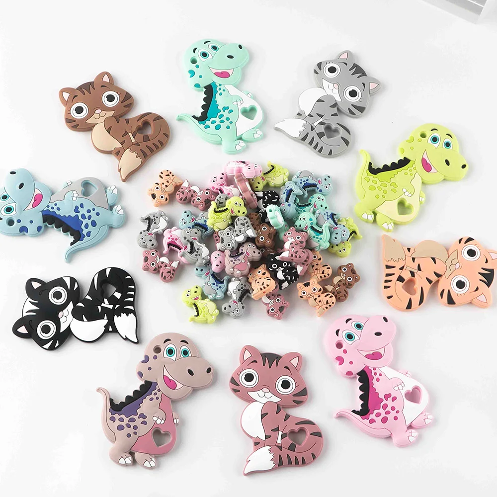 Kovict New Cat Dinosaur Silicone Beads Pendants Food Grade For DIY Jewelry Bracelets Necklace Accessories