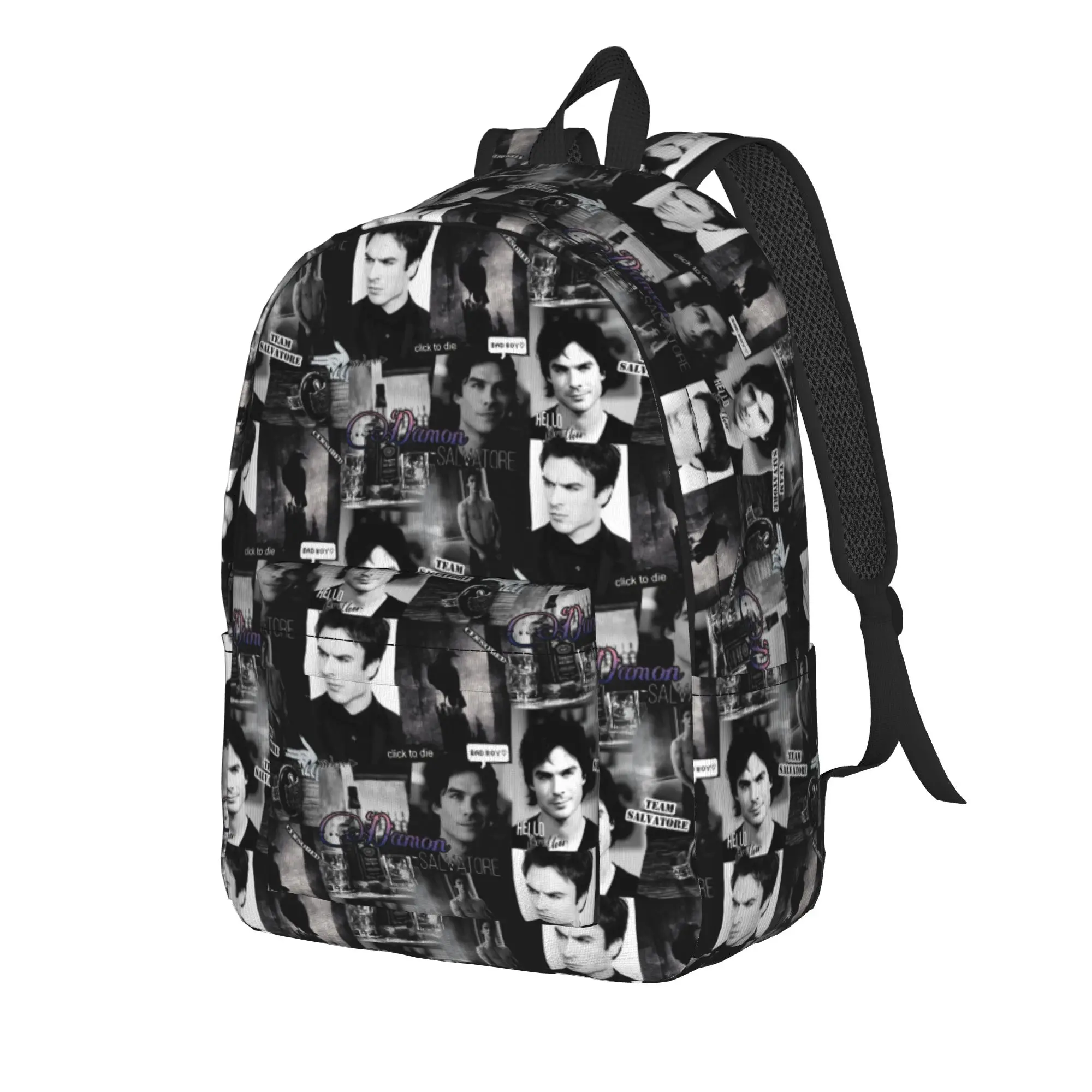 The Vampire Diaries Resuable Movie Backpack Unisex Damon Salvatore Backpacks Streetwear High School Bags Workout Rucksack