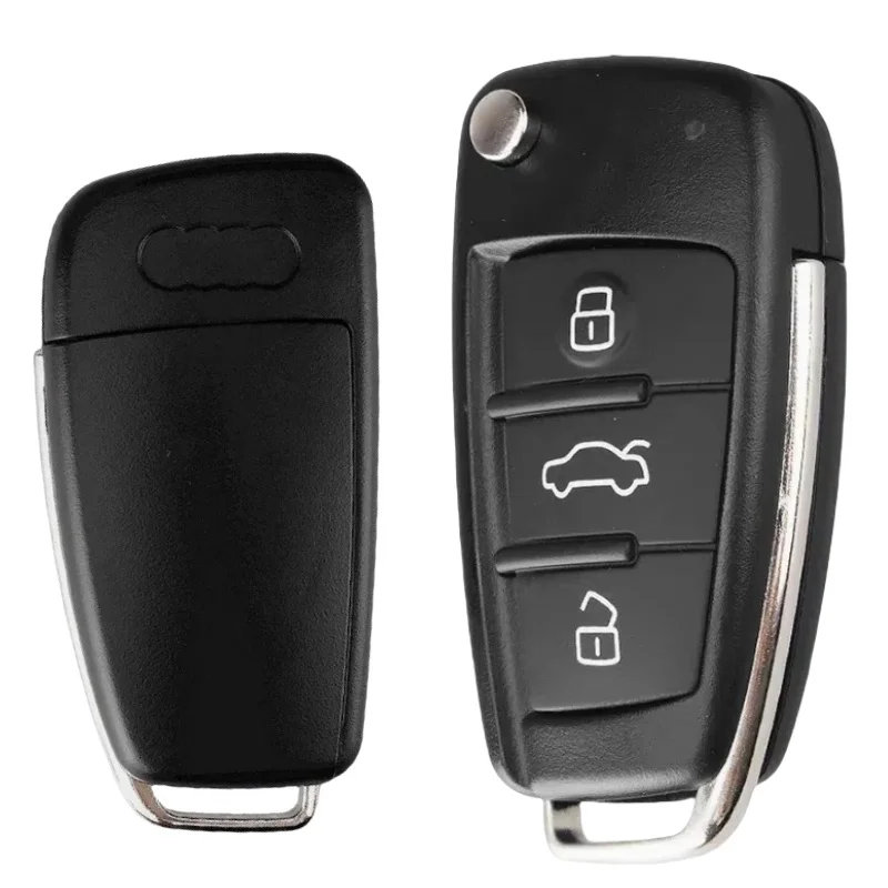 Audi 3 Buttons Replacement Remote Flip Key Fob Case Shell For Audi A3 A4 A6 Q7 TT HU66 Uncut Blade