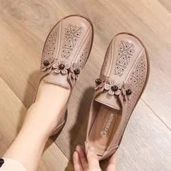 New Cut Out Flats Women's Summer Slip On Loafers Woman Microfiber Leather Moccasins Hollowed Office Shoes Ladies Elegant Flats
