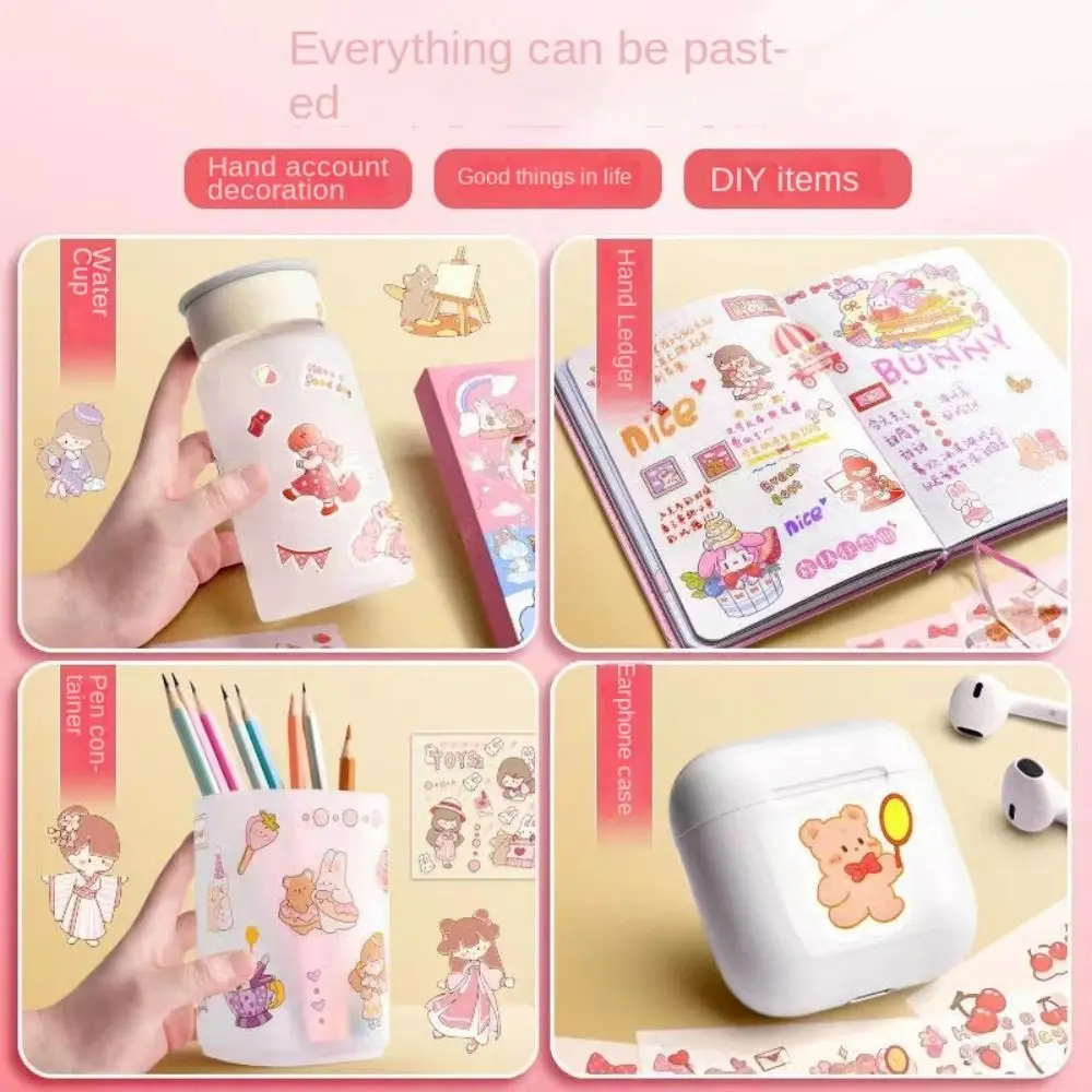 10/20/50Pcs Cute Cartoon Patterns Water Cup Stickers Waterproof DIY Notebook Decoration Scrapbook Decor Transparent