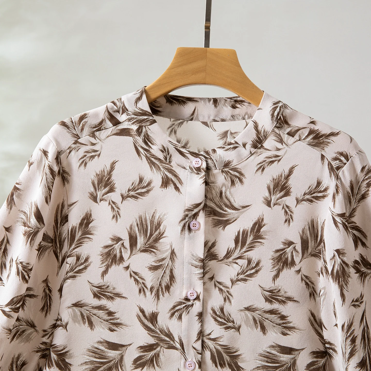 Женская ранняя осень 2022, новинка, 100% натуральный шелковый шелк Цзяньхун, креп, свободный дизайн, рубашка с рукавами-фонариками три четверти