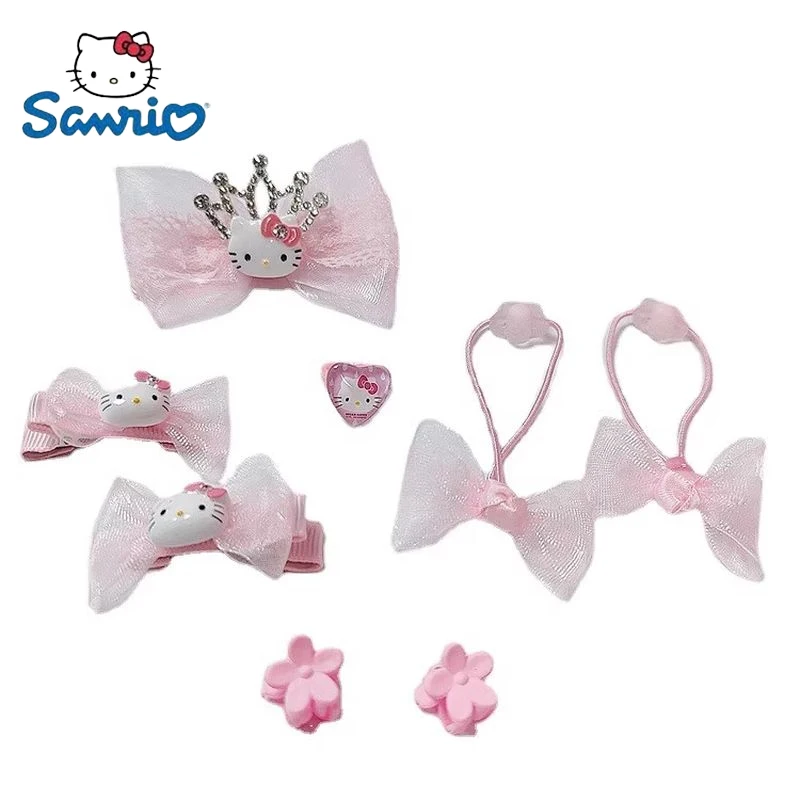 Sanrio Hello Kitty Hairclips Kawaii Hair Accessories Baby Girl Bows Hair Clip Headbands Ties Cartoon Fashion Hairties Kids Gifts