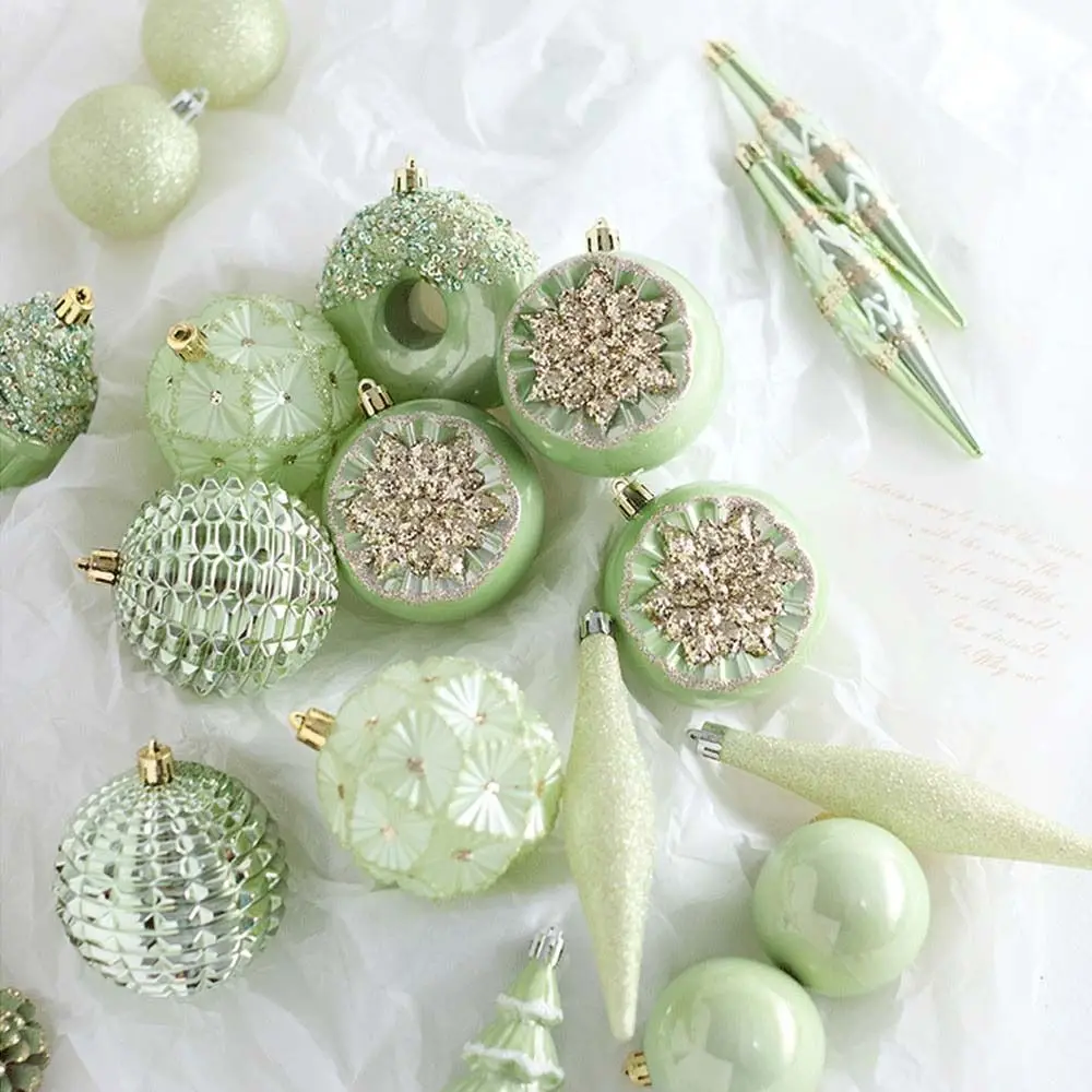 

6/8/10CM Painted Christmas Balls Pendant Shatterproof Green Xmas Tree Pendants Elegant Reusable Merry Christmas Decor