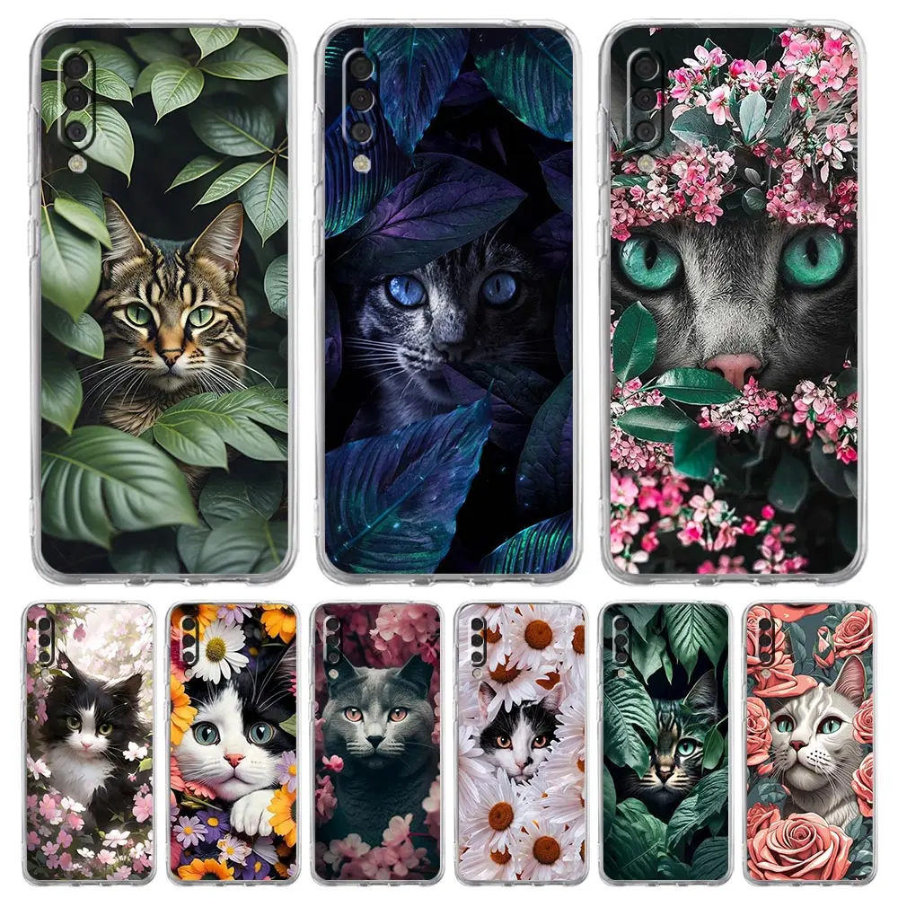 Cute Detection cat Case For Samsung A54 A52 A50 A70 A10 A30 A40 A20S A20E A02S A12 A14 A16 A22 A24 A42 A34 A32 5G A04s A06 Cover