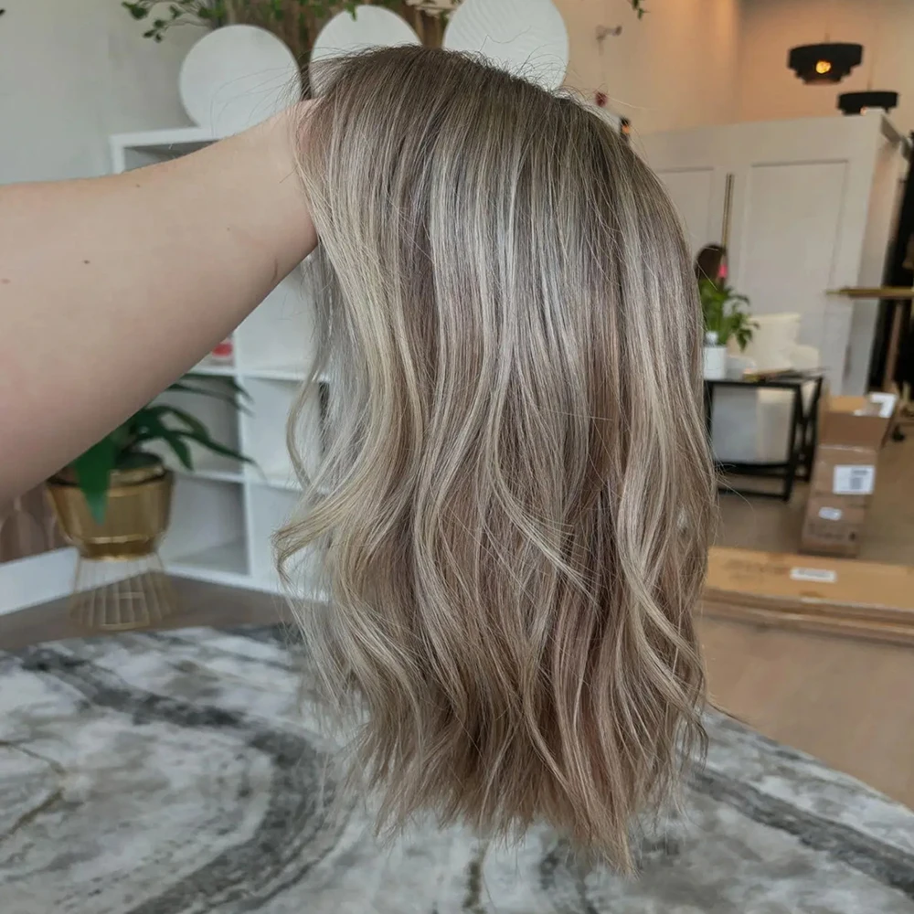 

European Hair Blonde Balayage Synthetic Hair Wigs Colored Luxury Lace Wig with Natural Hairline HD Lace Front Wig for Women