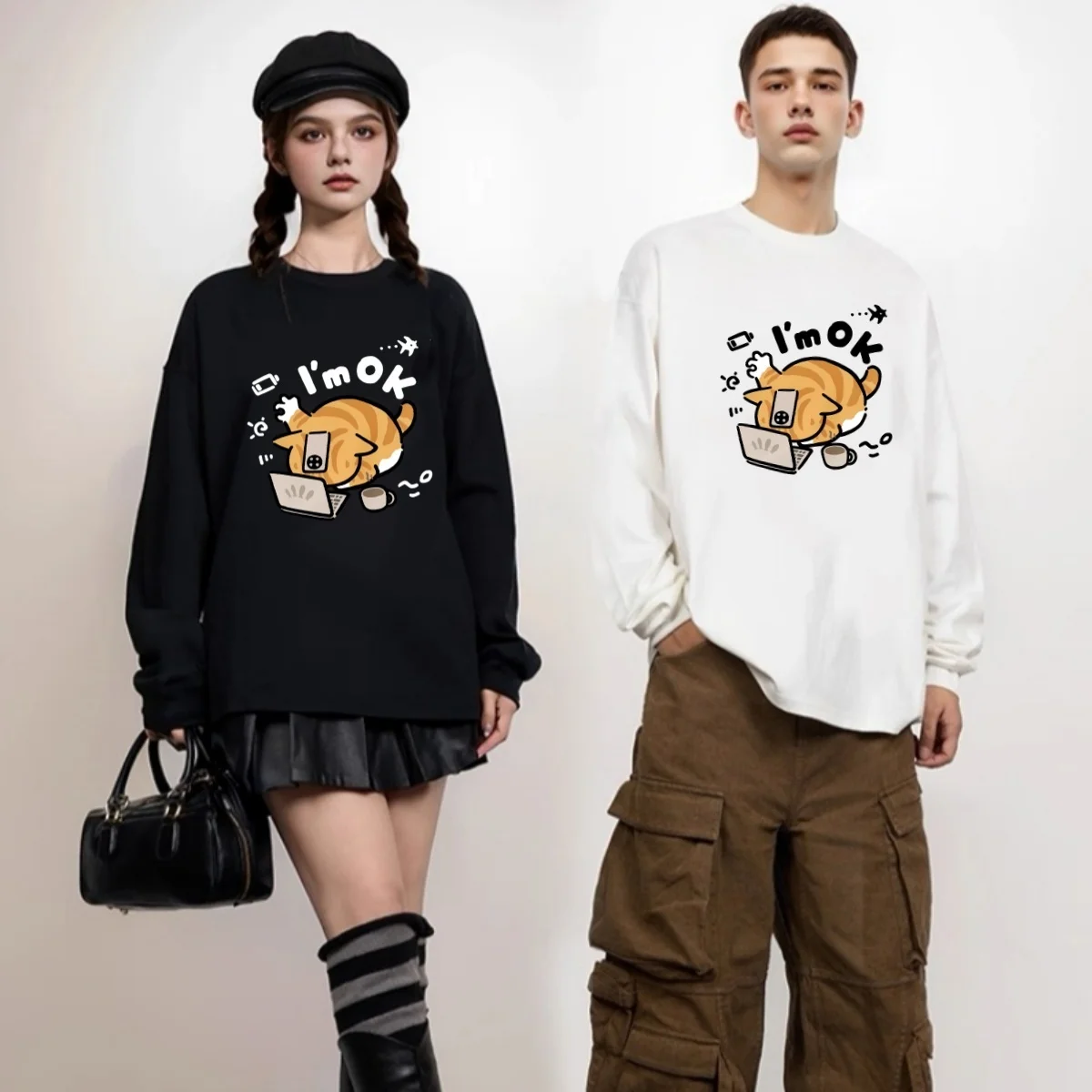 

ZAZOMDE 2025 New Heavy 100% Cotton Long Sleeve T Shirt High Street Fashion Streetwear Unisex Soft Basic Tee For Men And Women