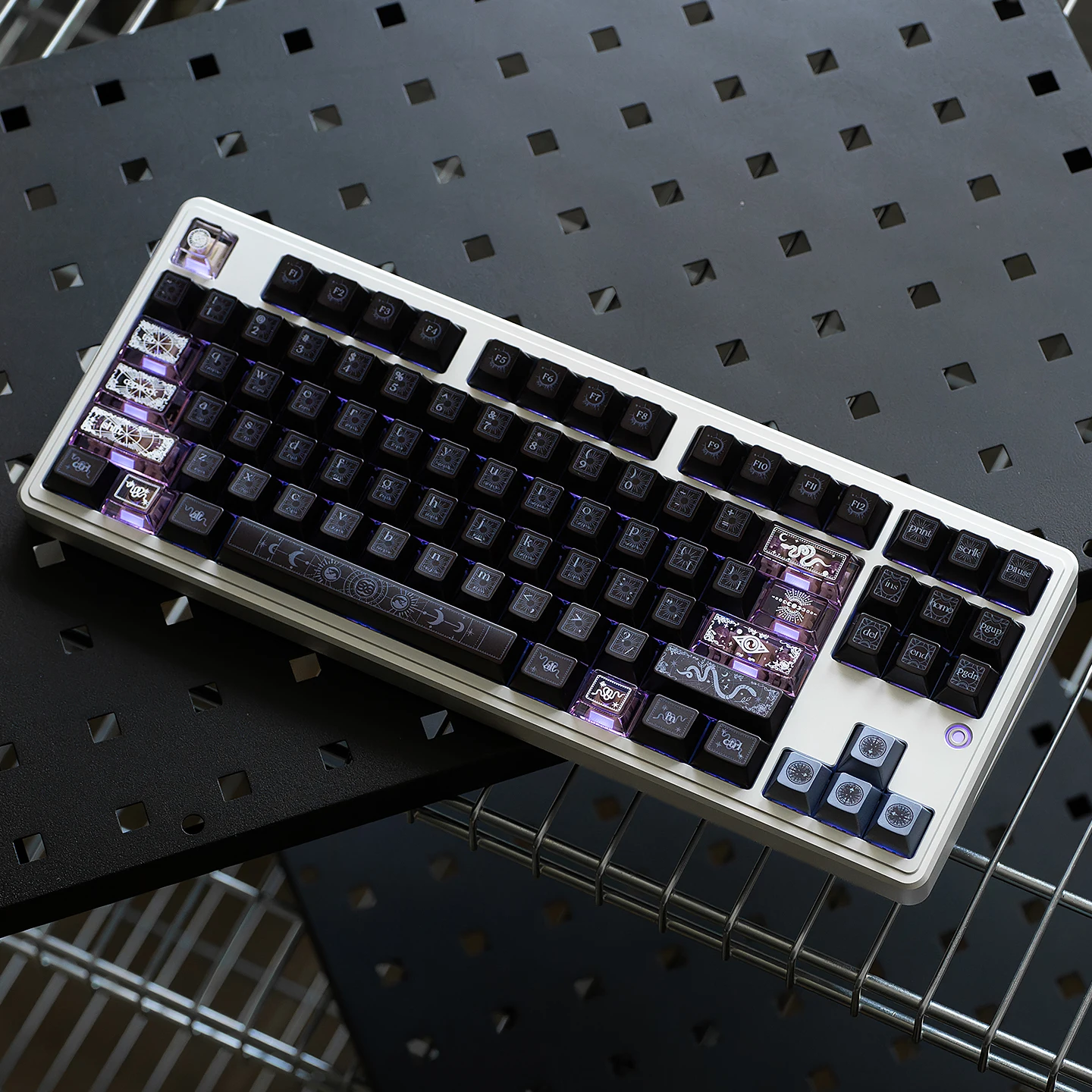 Taptempo Snake Keycaps Cherry Profile PBT+PC Metallic Paint Black Purple Keycaps Set For MX 64/87/96/104/108 Mechanical Keyboard