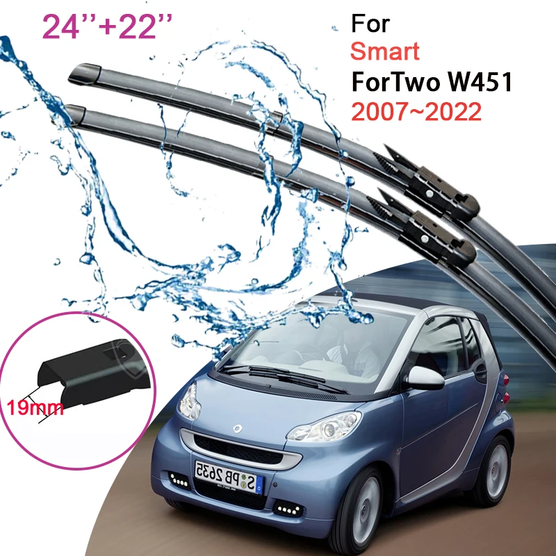 

Car Front Windshield Window Wiper Blades for Smart ForTwo W451 2007~2022 2021 2020 2019 Frameless Rubber Snow Shaving Accessorie