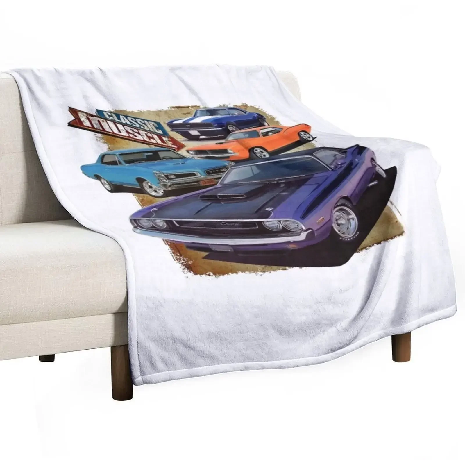 

Classic Muscle Cars Throw Blanket Luxury Thicken Loose Decoratives For Sofa Thin Blankets