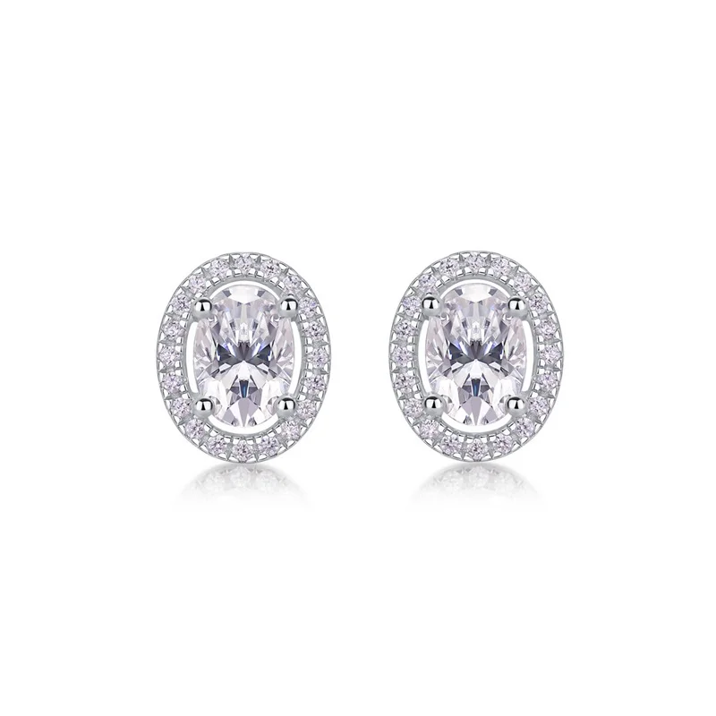 

E13419 Lefei Fashion Trendy Design Classic Luxury Design 1CT Moissanite Oval Earrings Chram Women Silver s925 Party Jewelry Gift