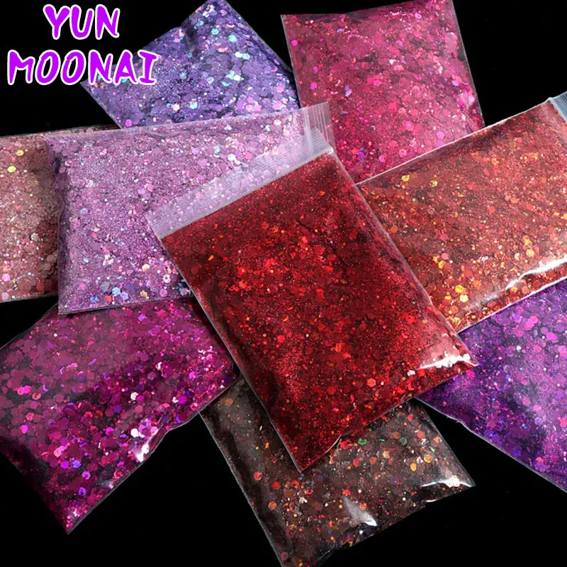 50g/Bag Holographic Chunky Glitter Craft Glitter Powder Mixed Chunky Fine Iridescent Nail Sequins for Nail ,Festival Decor image 3