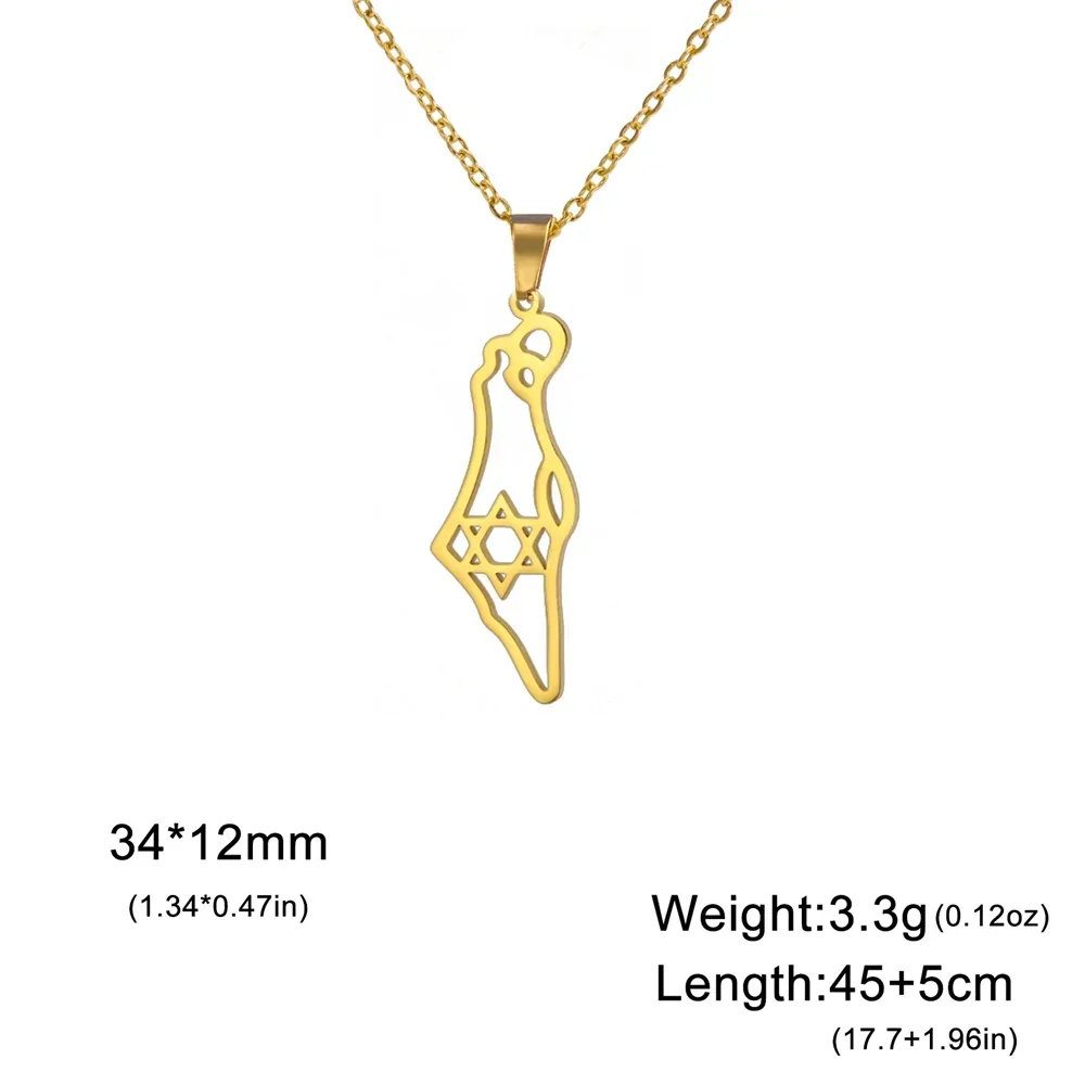 My Shape Israel Map Pendent Necklaces for Women Men Israel Country Stainless Steel Necklace Choker Chain Israel Jewelry Gifts