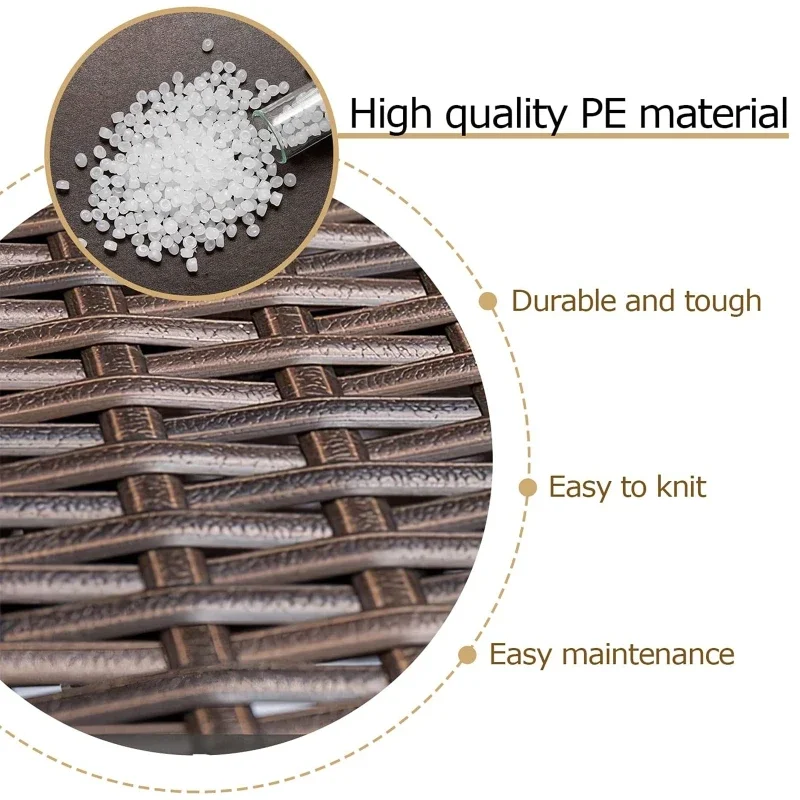 Wicker Repair Kit Flat Smooth Synthetic Rattan Supplies Brown Gradient for Patio Furniture Sofa Garden Basket Weaving