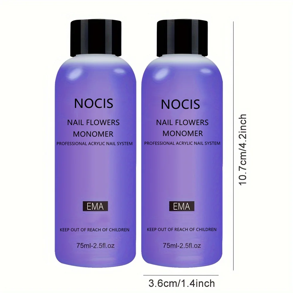 น้ำยาอะคริลิคสำหรับทำเล็บมืออาชีพ 75 มล. น้ำยาโมโนเมอร์แบบไม่มีกลิ่นสำหรับต่อเล็บอะคริลิค ชุดอุปกรณ์ทำเล็บคุณภาพระดับร้านเสริมสวย