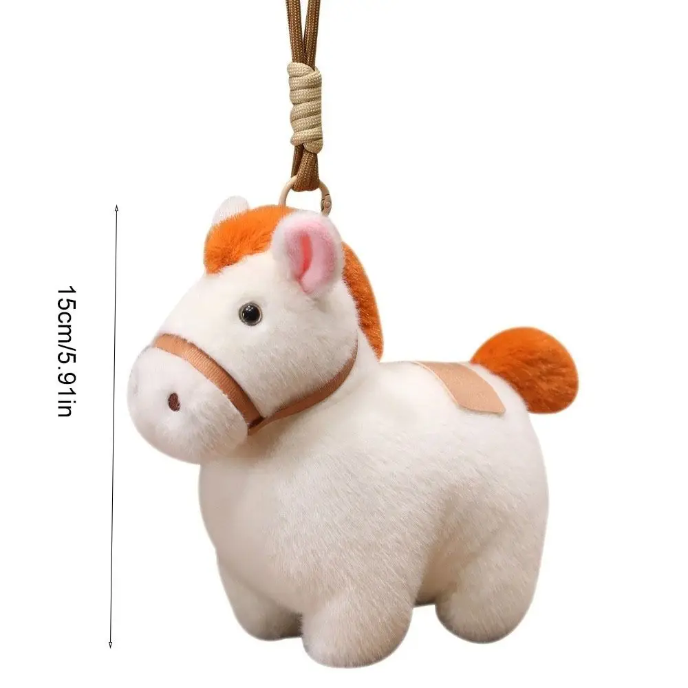 Ciondolo Pony Cartoon Steed Doll Animale Regalo di Capodanno cinese Portachiavi con cavallo di peluche ripiene in stile cinese Decorazioni festive