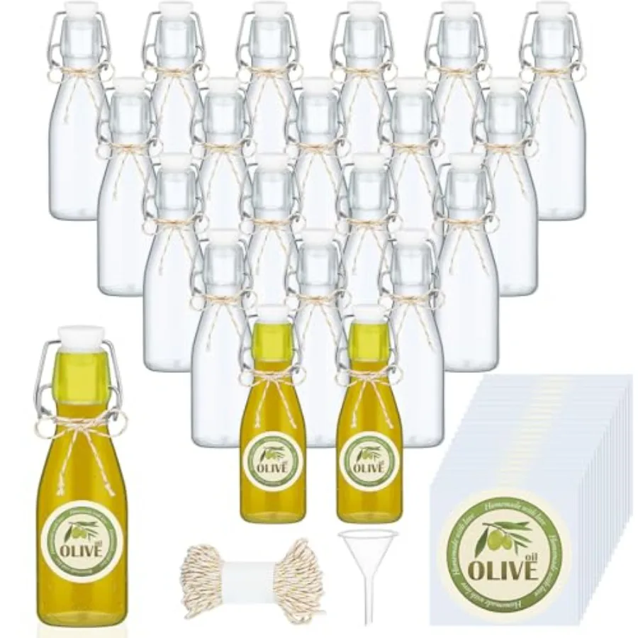 

0 Pack Mini Swing Top Glass Bottles for Vanilla Extract Homemade Olive Oil Bottles with Lids Airtight Cap Lids Labels for Weddi