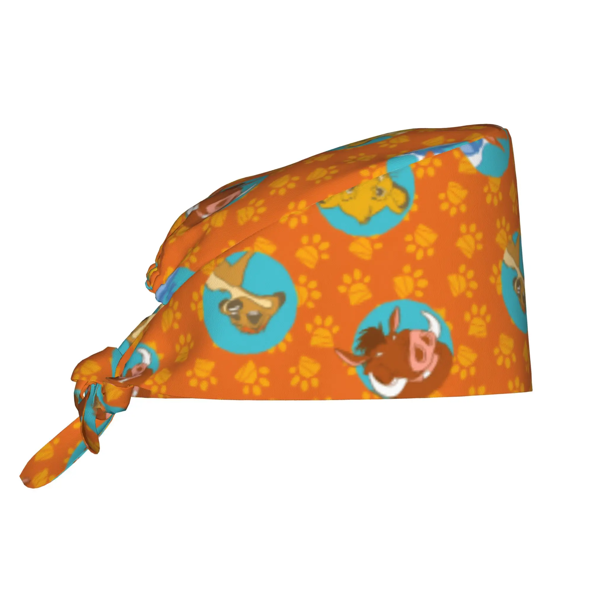 Custom Liones Anime Kinges Medical Staff Scrubs Hat Men Women Pumbaa Simba Cartoon Doctor Nursing Surgical Cap Scrub Caps