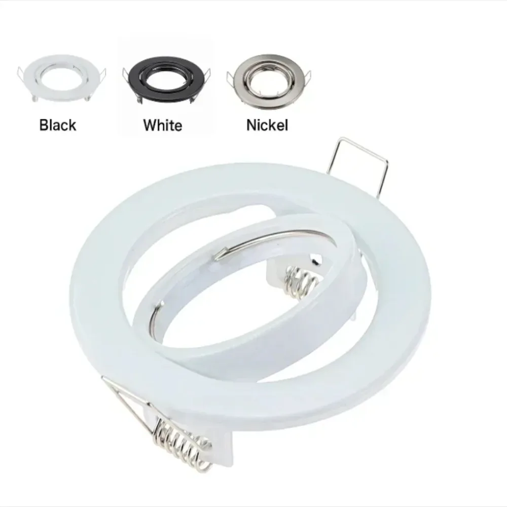 JOYINLED Modern Round Recessed Downlight Frame GU10 Ceiling Spotlight Trim 70mm Cutout Black White Nickel Finish Fixture