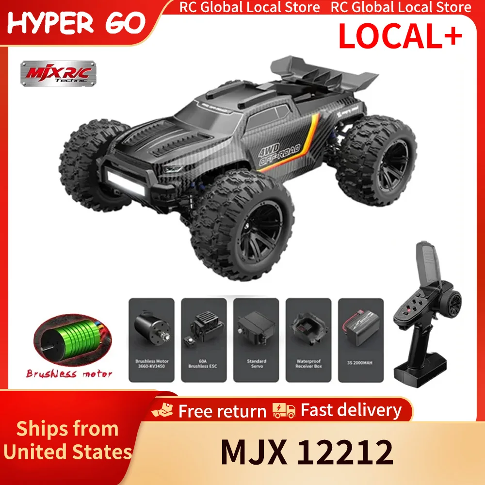 Hyper Go MJX 1:12 12212 Remote Control Car  Monster Truck RC Four-Wheel Drive 3S High-Speed Brushless For Adult/Children Toys Gift