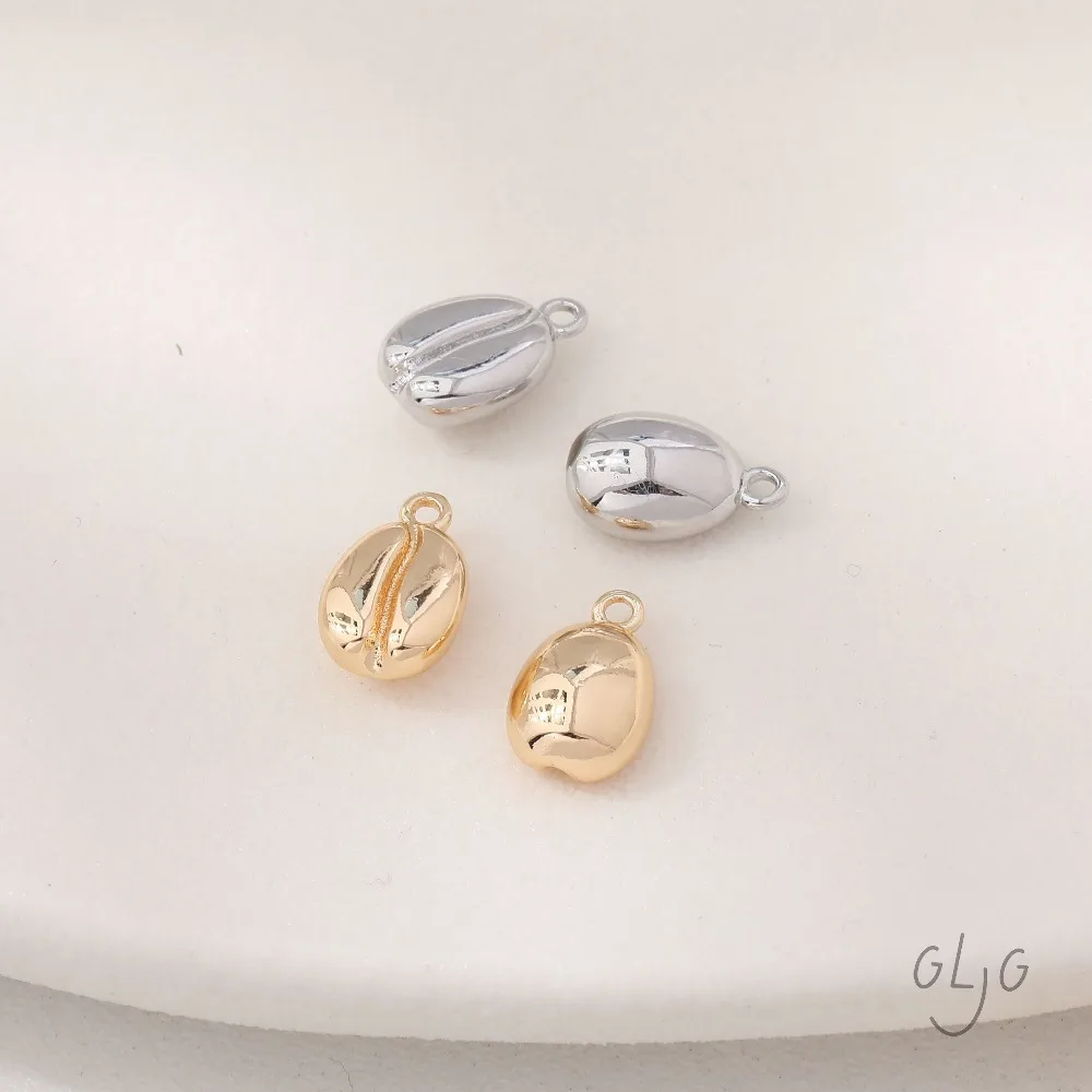4CS Dainty Coffee Beans Charms for Jewelry Findings Making Eardrop Supplies DIY Brass 14k Gold Plated Accessories 11*7mm