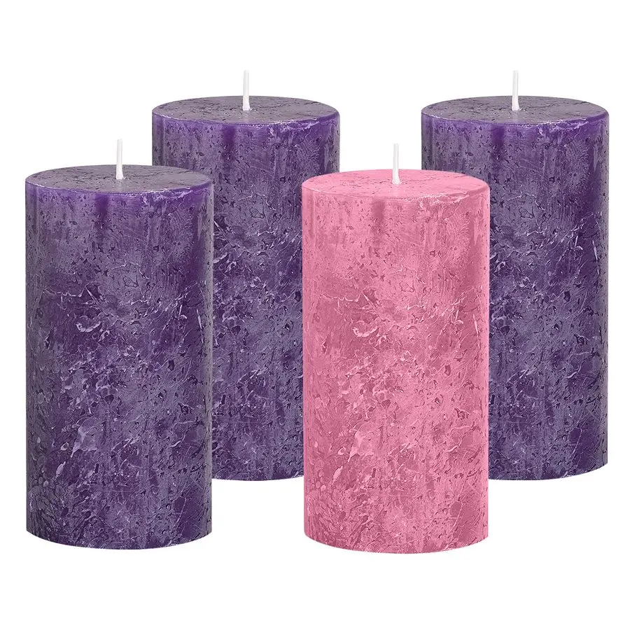 

Candle Set of 4 Rustic Pillar Advent Candles Made in The USA Christmas Advent Candles for Advent Rings, Advent Wreaths, Ring and