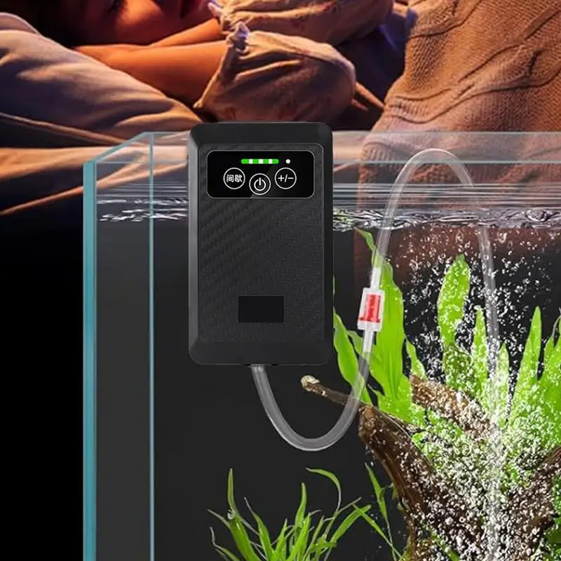 Rechargeable Air Pump Aquarium Oxygen Aerator Fish Tank Oxygenator Adjustable Quiet Air Pump Waterproof Silent Aquarium Oxygen