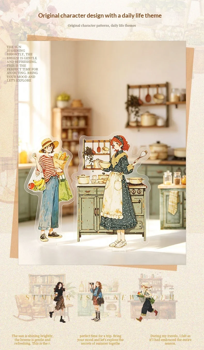 JIANWU Vintage Life Flower Character Landscape Material Collage Scrapbooking PET Sticker Creative DIY Journal Stationery