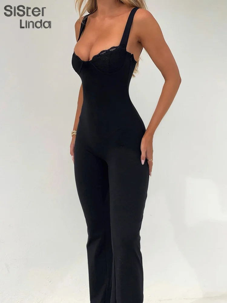 Sisterlinda Autumn Release Junior Ankle-Length High Street Jumpsuit K24Q54926 Girl Solid Halter Cleavage Backless Thin Jumpsuit