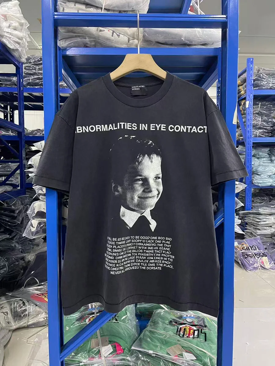 

Depressed Rich Second Generation American Heavyweight Printed Portrait Vintage Washed Loose Short Sleeve T-Shirt for Men