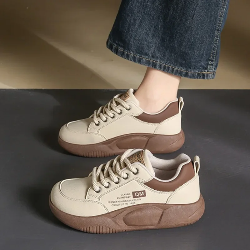 Chunky Sneakers 2024 Korean Style Fashion Casual Shoes Versatile Comfortable Platform Shoes Stylish Walking Flats Tenis De Mujer