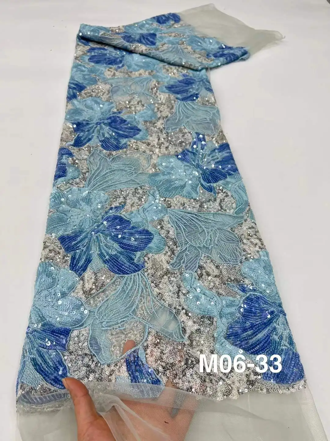 African French Luxury Tulle Lace with High-Quality Embroidery Sequins 2025 Lace Fabric For Evening Party Dresses