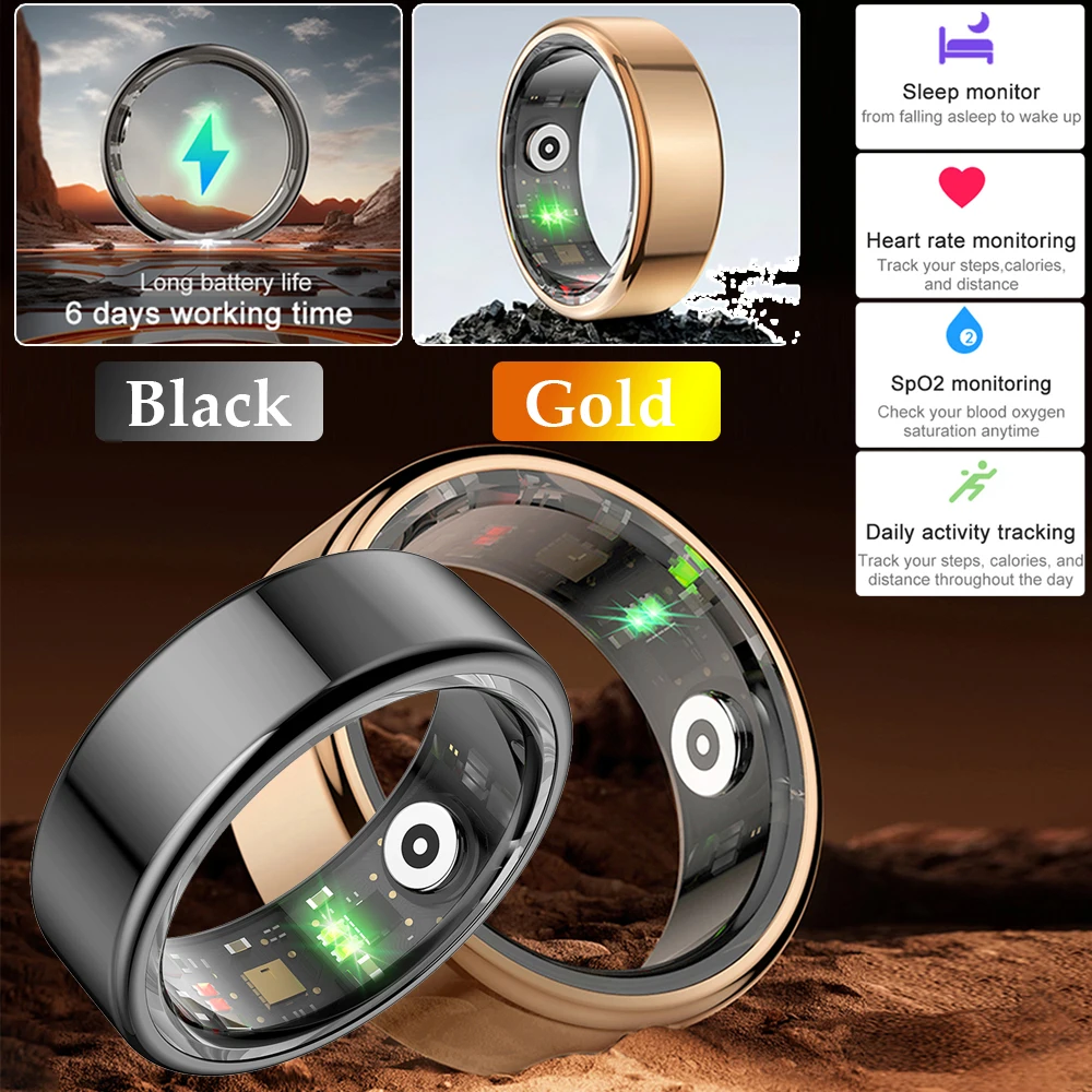 R02 Smart Ring Militär qualität Titan Stahls chale Gesundheits überwachung ip68 & 3atm wasserdichte Multi-Sport-Modi für iOS Android