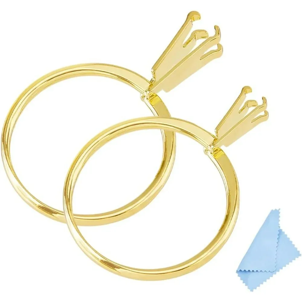 

2Pcs Wedding Ring Try-on Tool Ring Size Measuring Tool Aluminium Alloy Ring Gauge Jewelry Sizing 4 Prong making kit
