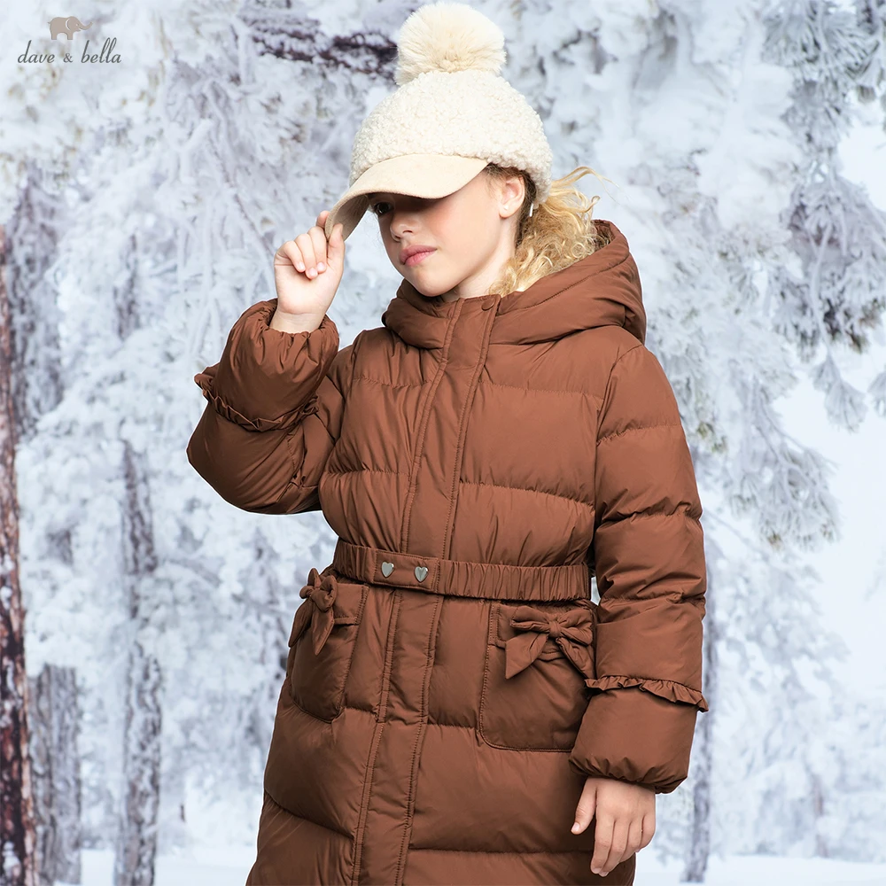 Dave Bella Children Girls Polar Fleece Down Jacket Winter Thicken Warm Hooded Down Coat Overcoat Outerwear Clothes DK4254187