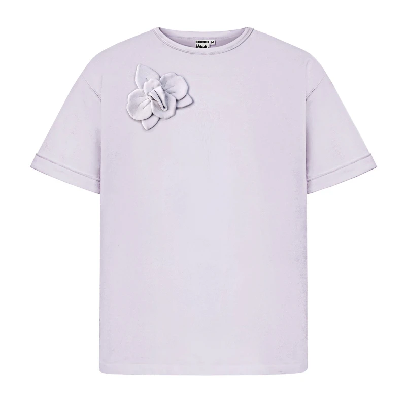 Three-dimensional Handmade Flower Original Men's 2025 Summer Tees Niche Trendy Short-sleeve T-shirts Male Fashion Handsome Tops