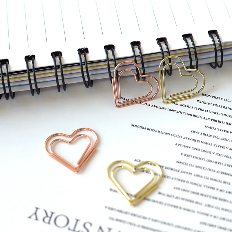 Imagem -04 - Heart Metal Paper Clips Fotografia Office Memorando Ficha de Papel Papelaria Bookmark Color Envelope Mail Mensagem Pasta de Livros 25x23 mm 20 Pcs