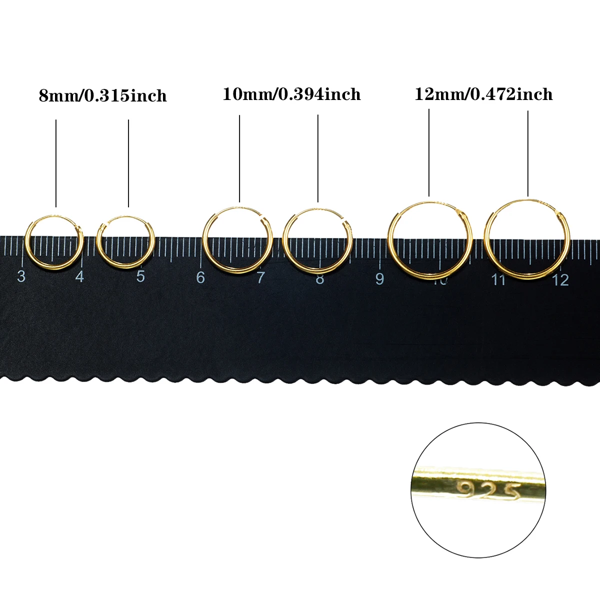 Women Sterling Silver 925 Jewelry Simple Round Size 8mm/10mm/12mm Hoop Earring Fashion Pull Button Silver Piercing Earring New