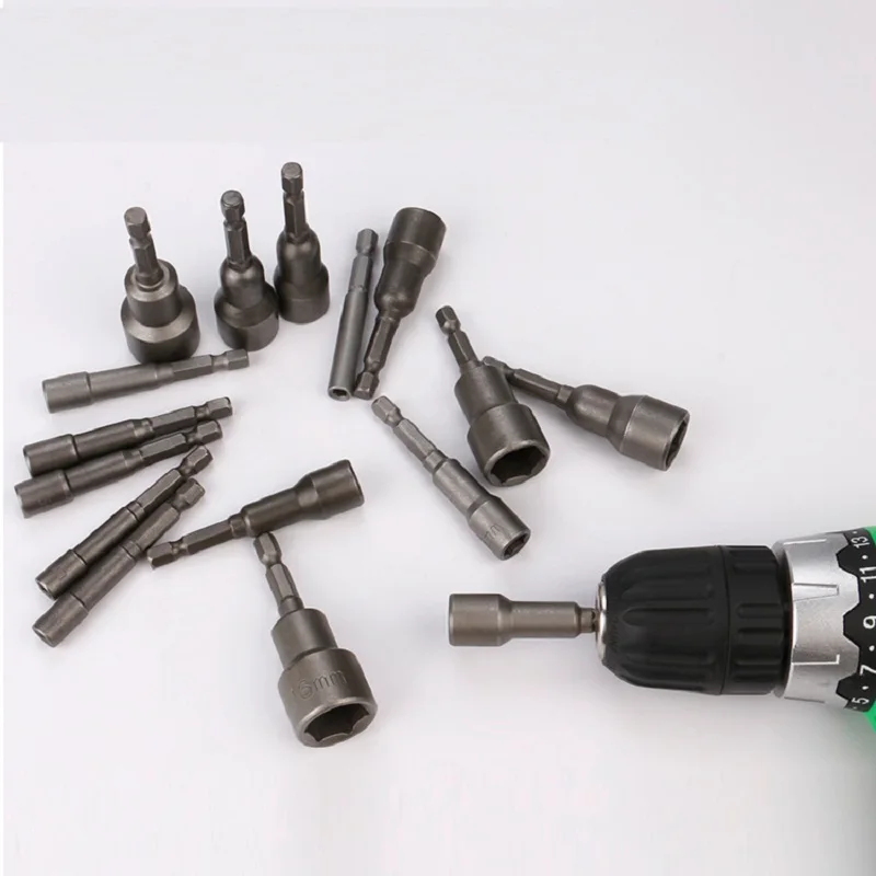 5Pcs/set Hex Socket Screw Sleeve 1/4in 6.35mm Strong Magnetic Hexagonal Driver Adapter Screwdriver Bits Sets Tools